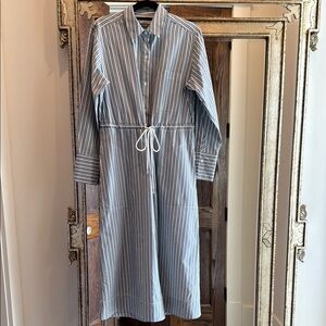 Rails Striped Blue, Green and White Shirt Dress